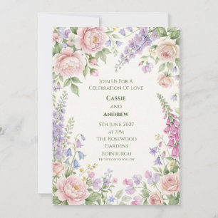 Invitation Mariage de jardin anglais Pastel Rose Wisteria