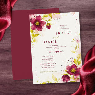 Invitation Mariage de jardin aquarelle à l'anémone de Bourgog