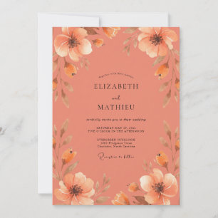 Invitation Mariage de jardin aux fleurs sauvages en terre cui
