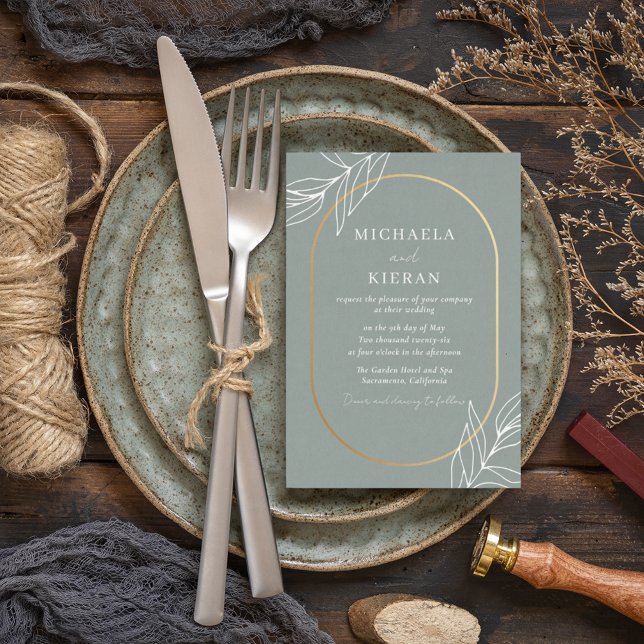 Invitation Mariage de jardin de feuilles vertes modernes (Créateur téléchargé)