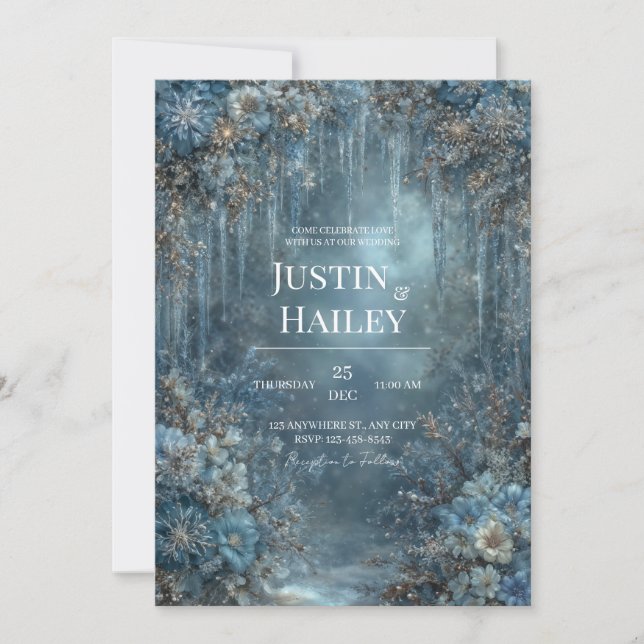 Invitation Mariage de jardin d'hiver enchanté (Devant)