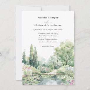 Invitation Mariage de jardin estival élégant à l'aquarelle