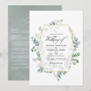 Invitation Mariage de jardin eucalyptus géométrique