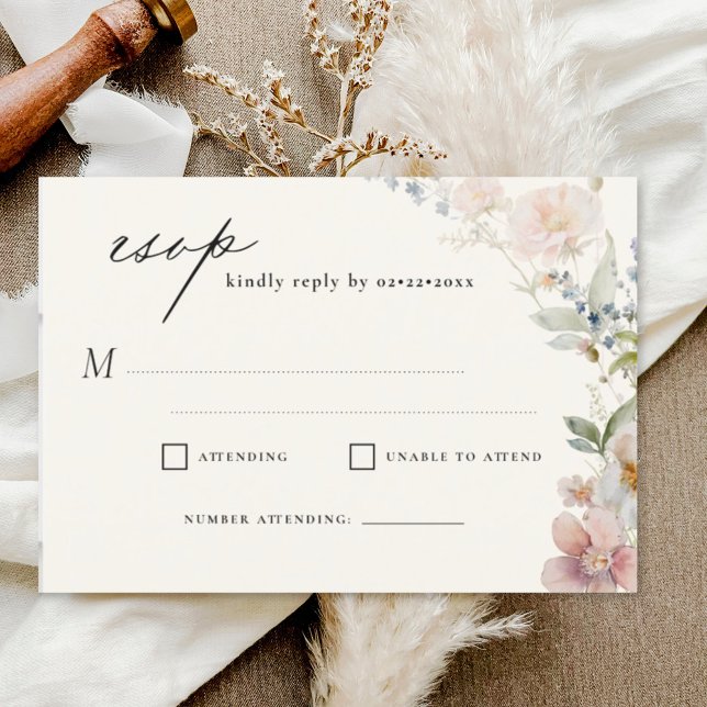 Invitation Mariage de jardin fleur sauvage RSVP (Créateur téléchargé)