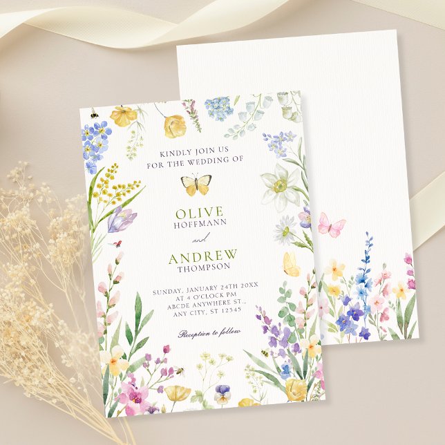 Invitation Mariage de jardin fleuri aquarelle (Créateur téléchargé)