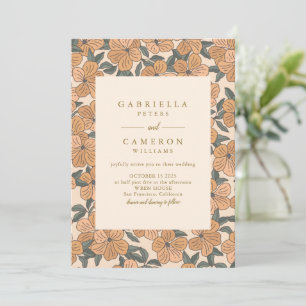 Invitation Mariage de jardin floral aux neutres boho modernes
