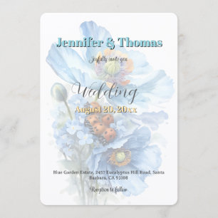 Invitation Mariage de Jardin Floral Bleu Clair Éthéré