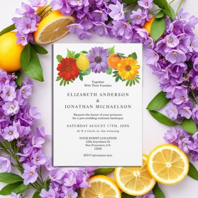Invitation Mariage de jardin floral Citrus Bienvenue fête (Créateur téléchargé)