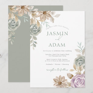 Invitation Mariage de jardin floral pastel romantique
