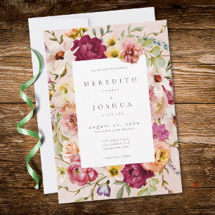 Invitation Mariage de jardin floral romantique en bordeaux