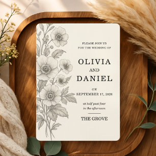 Invitation Mariage de Jardin Floral Romantique Vintage