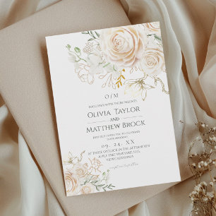 Invitation Mariage de jardin floral vert sauge classique