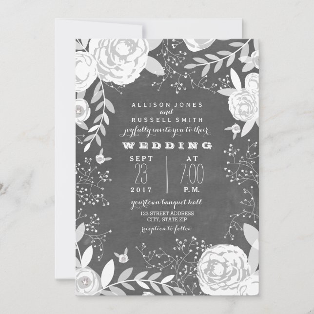 Invitation Mariage de jardin inspiré par le tableau de bord v (Devant)