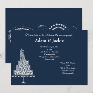 Invitation Mariage DE JEU DE DIAMANTS DE LA MARINE ÉLÉGANT