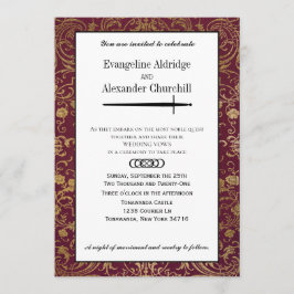 Invitation Mariage de jeu de table élégant de l'épée médiéval