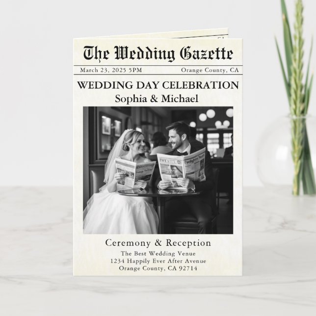 Invitation Mariage de journal (Devant)