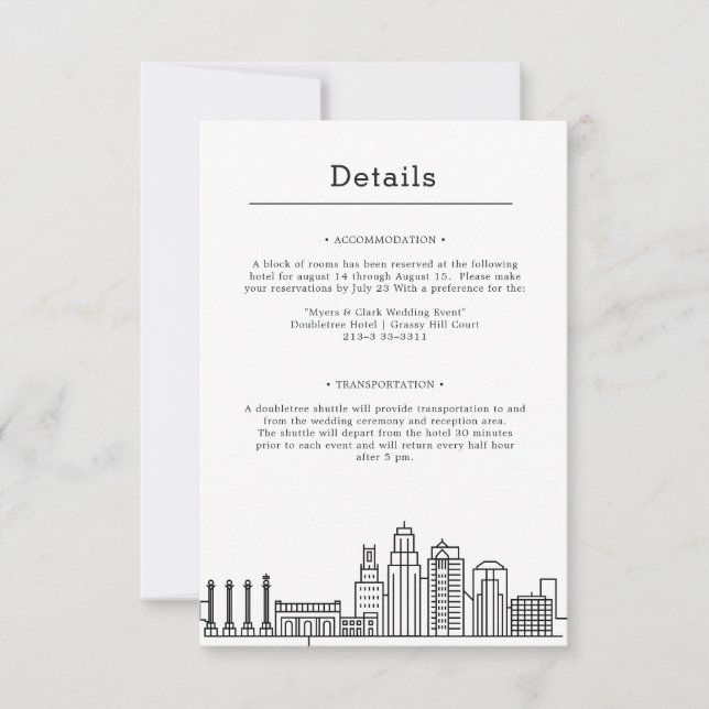 Invitation Mariage de Kansas | Détails de l'invité 2 côtés (Devant)