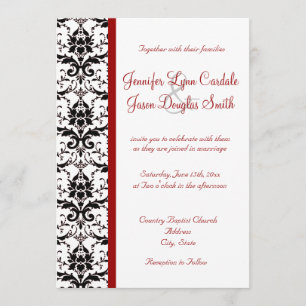 Invitation Mariage de l' de la Bande rouge noire de Damask