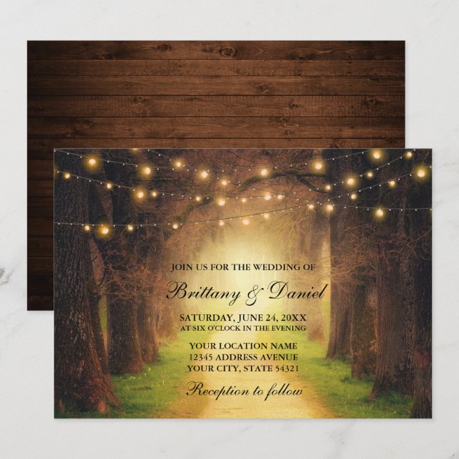 Invitation Mariage de la chaîne de bois de la trajectoire de  (Devant / Derrière)
