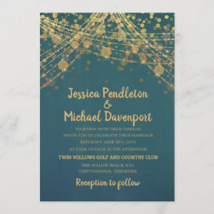 Invitation Mariage de la chaîne de Parties scintillant or tur