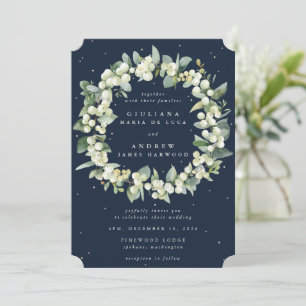 Invitation Mariage de la couronne bleu marine Snowberry+Eucal