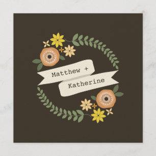 Invitation Mariage de la couronne de fleurs d'automne des par