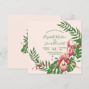 Invitation Mariage de la couronne de fleurs de l'orchidée ros