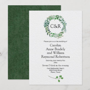 Invitation Mariage de la couronne verte de toute saison