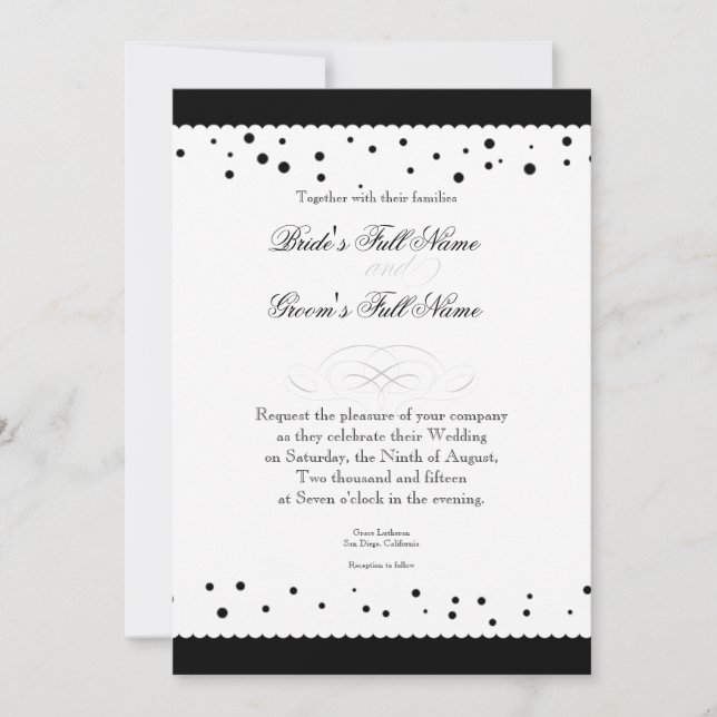 Invitation Mariage de la dentelle de pétoncle de pois (Devant)