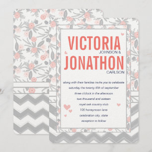 Invitation Mariage de la faune et de la flore rose