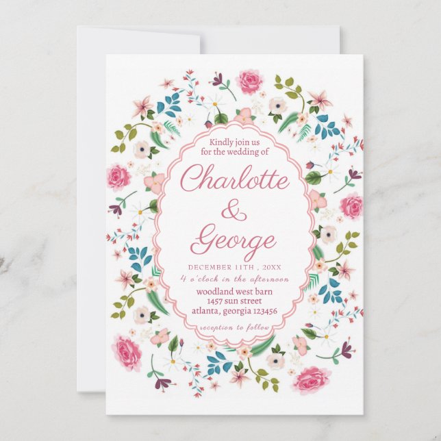 Invitation Mariage de la fête Garden Flowers (Devant)