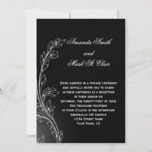 Invitation Mariage de la floraison noire blanche