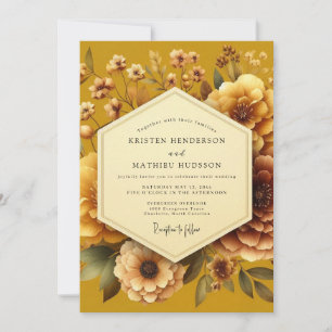 Invitation Mariage de la Flore Lumineuse Dorée