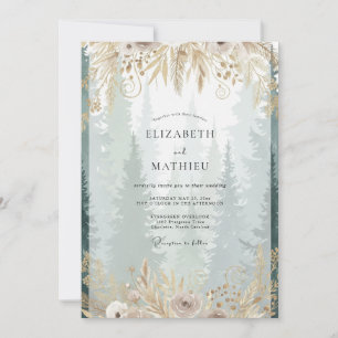 Invitation Mariage de la forêt brumeuse vert sauge