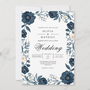 Invitation Mariage de la frontière florale profonde de l'Indi