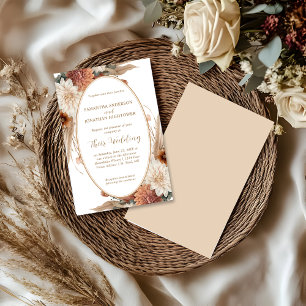 Invitation Mariage de la frontière ovale fleurie Boho d'autom