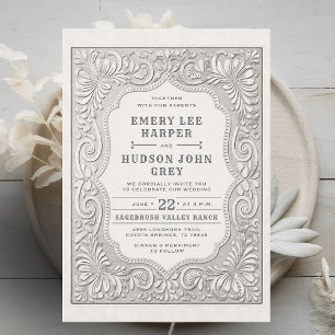 Invitation Mariage de la grange rustique de l'Ouest en cuir à
