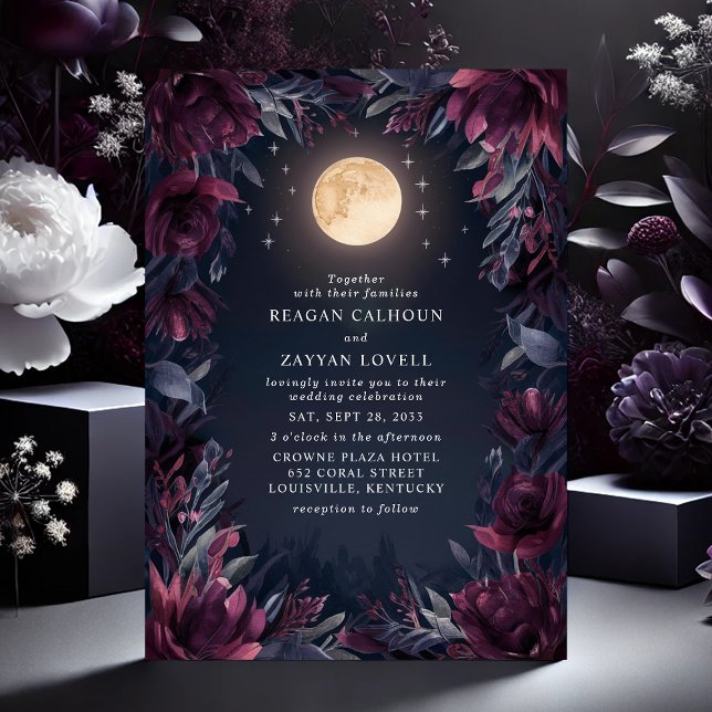 Invitation Mariage de la lune de jardin de minuit (Créateur téléchargé)