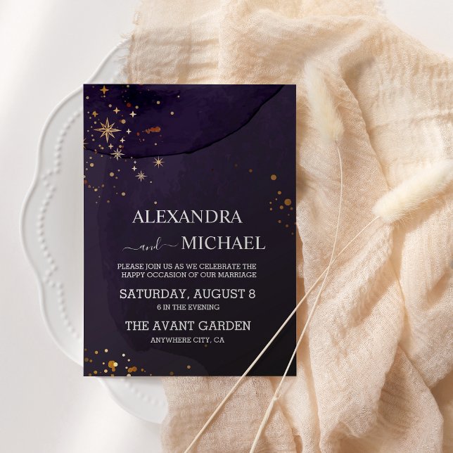 Invitation Mariage de la lune de soleil mauve mystique (Créateur téléchargé)