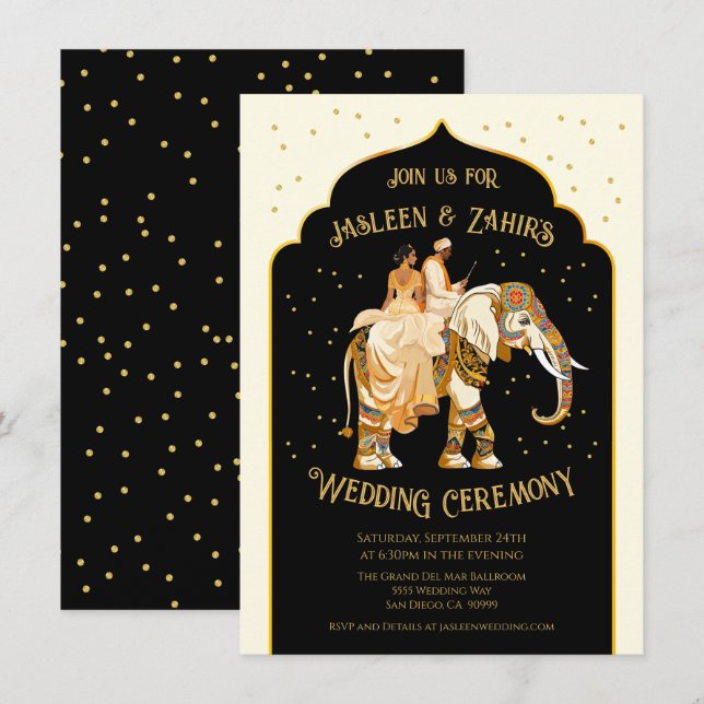 Invitation Mariage de la mariée indienne (Devant / Derrière)