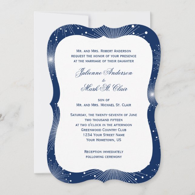 Invitation Mariage de la Marine aux coups de soleil blancs (Devant)