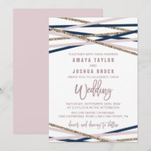 Mariage de la marine Blush et Gold Streamers