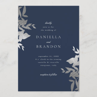 Invitation Mariage de la Marine Botanique moderne Chic Faux S