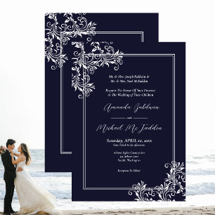 Invitation Mariage de la marine Élégant blanc