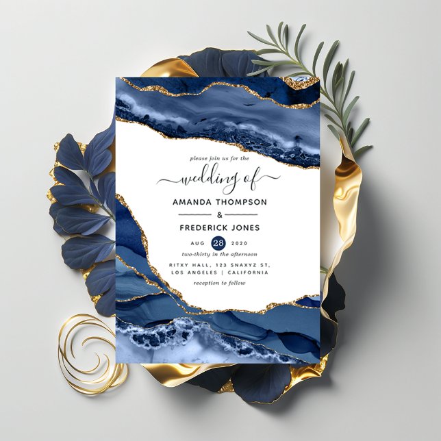 Invitation Mariage de la marine et de l'or (Créateur téléchargé)