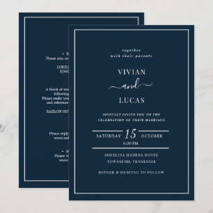 Invitation Mariage de la Marine moderne bleu officiel minimal