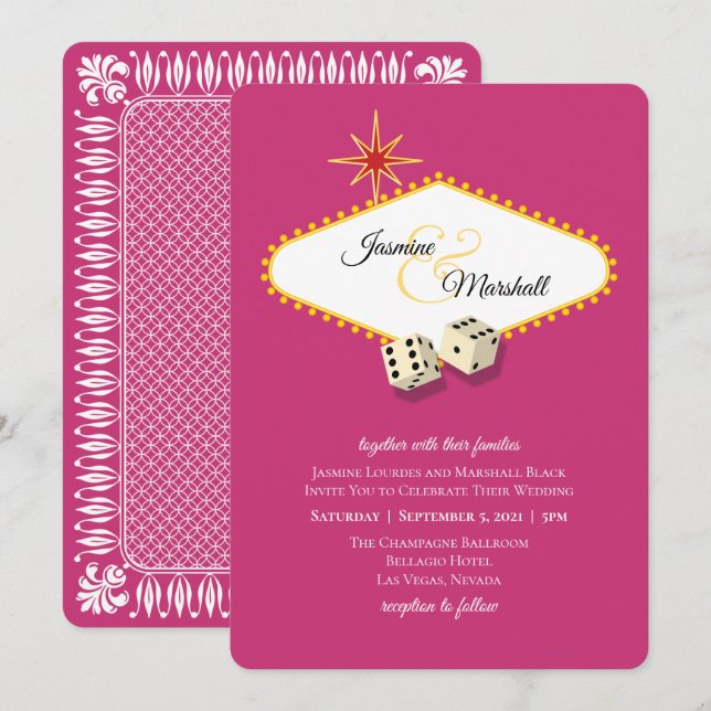 Invitation Mariage de la Marque Las Vegas à Magenta 2 (Devant / Derrière)