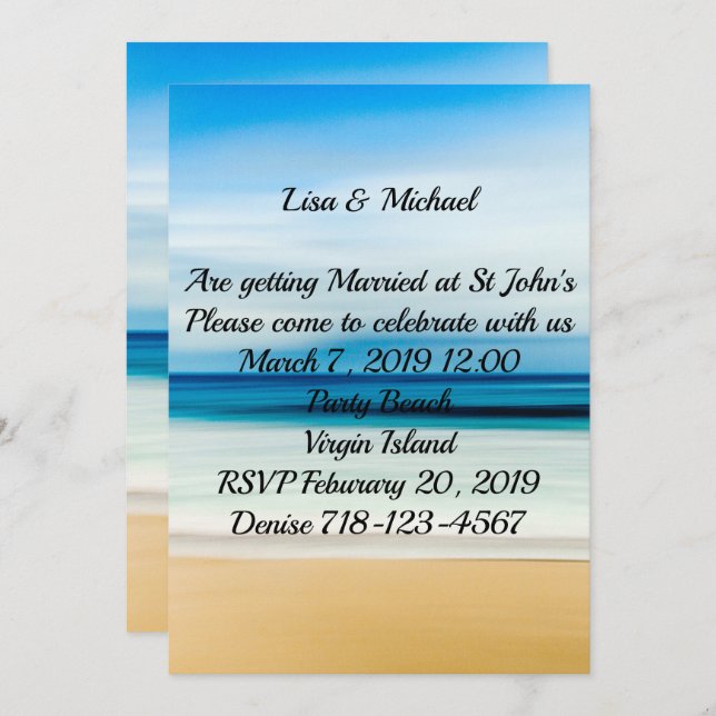 Invitation Mariage de la mer de sable (Devant / Derrière)