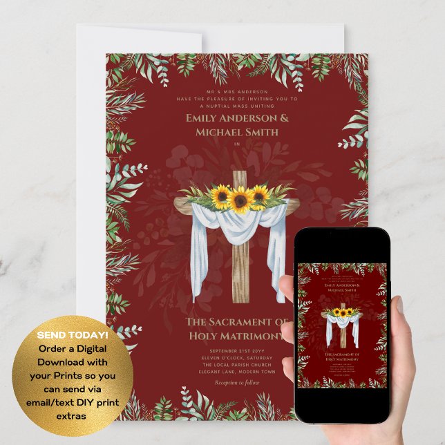 Invitation Mariage de la messe nuptiale catholique de Bourgog (Créateur téléchargé)