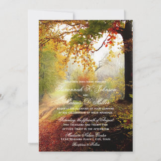 Invitation Mariage de la nature automnale aux feuilles rustiq